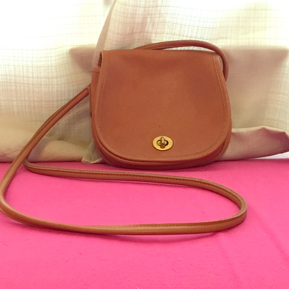 Brown leather mini crossbody bag